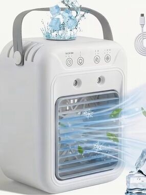 Portable White Personal Air Cooler with Handle